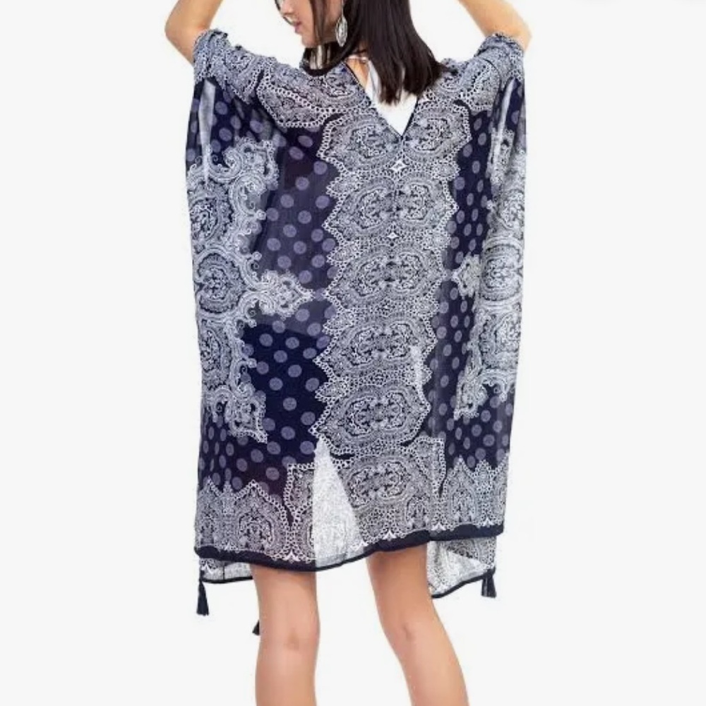 BILA Made In India Lynn Beachy Boho Tassel Open Front Kimono O/S